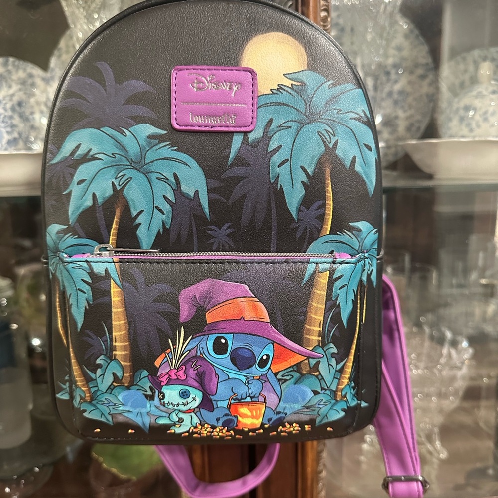 New Loungefly Disney Stitch & Scrump Halloween Tropical Mini Backpack